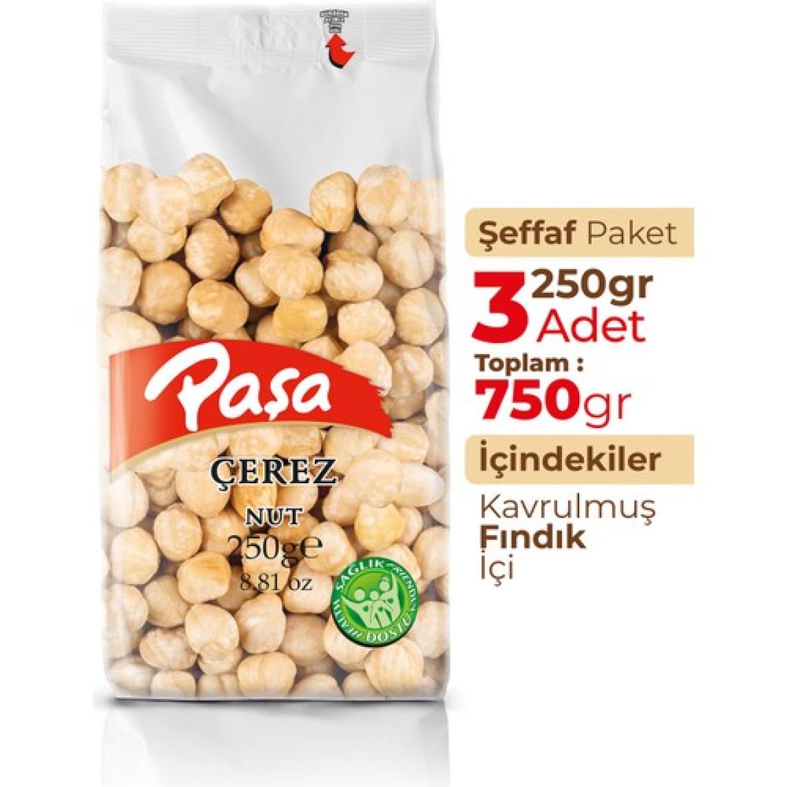 Paşa Kuruyemiş Kavrulmuş Fındık İçi 250 gr x 3 Adet