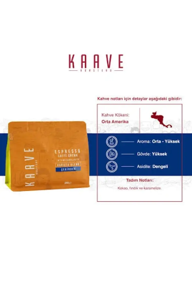 Kaave Roastery Espresso Caffe Crema Çekirdek Kahve 250 gr