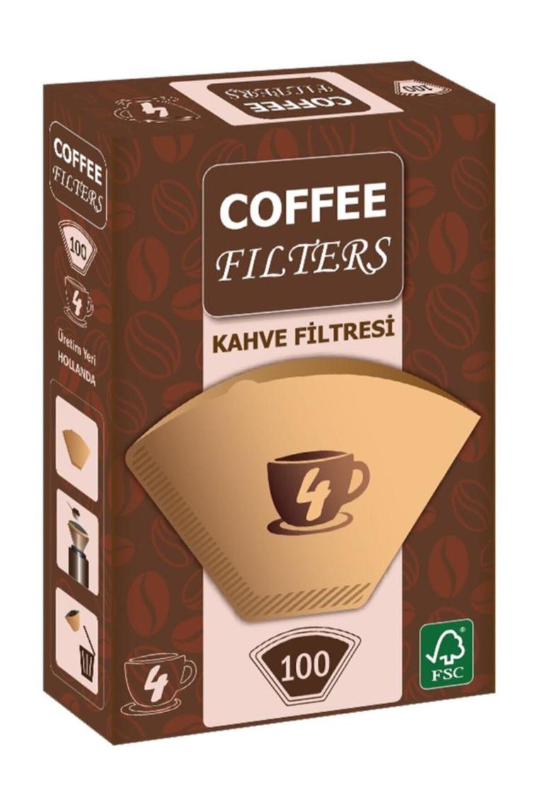 Coffee Filters Filtre Kahve Kağıdı 1/4 4 Numara 100'lü Paket