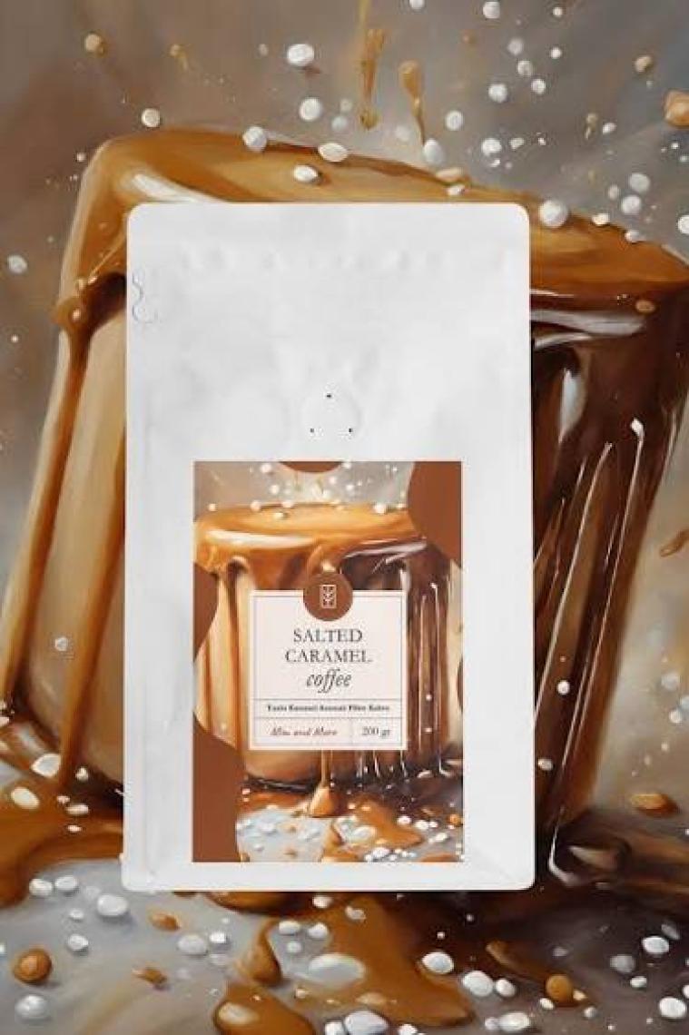 Mim and More Caramel Coffee - Karamel Aromalı Kahve Çekirdek Kahve, 200 Gr