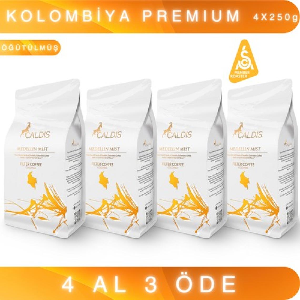 Caldis®  Medellin Mist™  250 gr 4'lü Set Kolombiya Yöresel Öğütülmüş Filtre Kahve