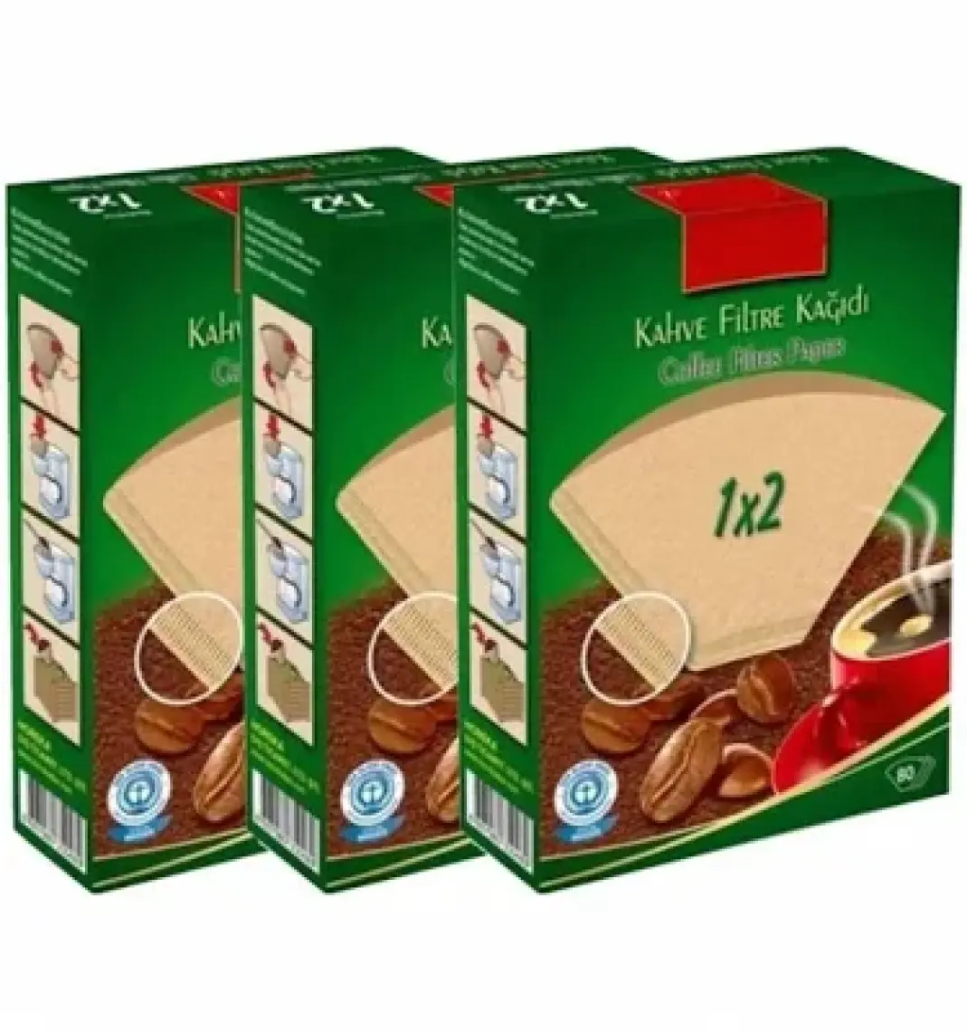 Caffeo Kahve Filtre Kağıdı 1 × 2 ( Doğal Kağıt ) 80'li