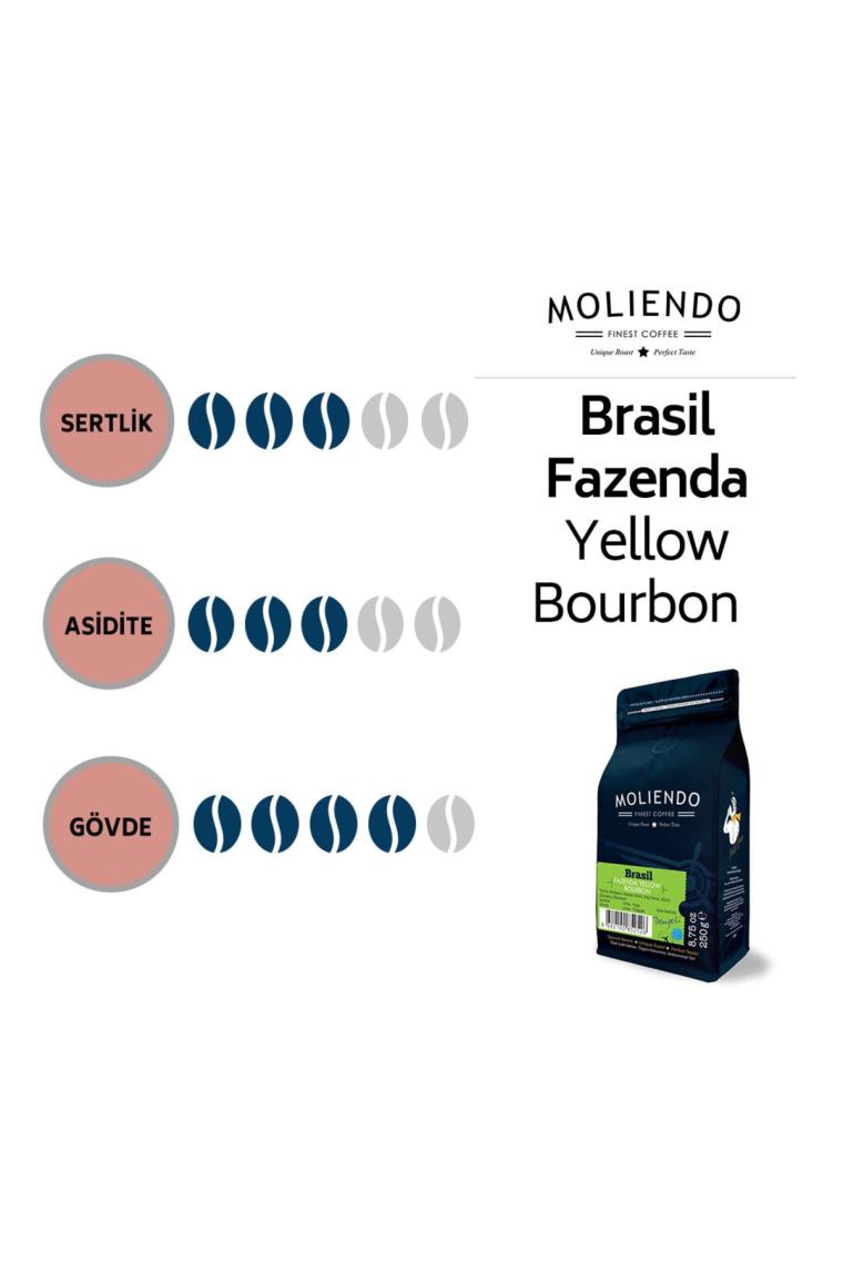 Moliendo Brasil Fazenda Yellow Bourbon Çekirdek Kahve 250 gr