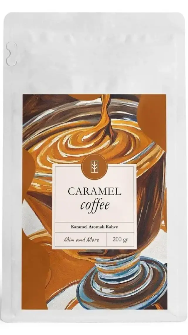 Mim and More Caramel Coffee - Karamel Aromalı Kahve Çekirdek Kahve, 200 Gr