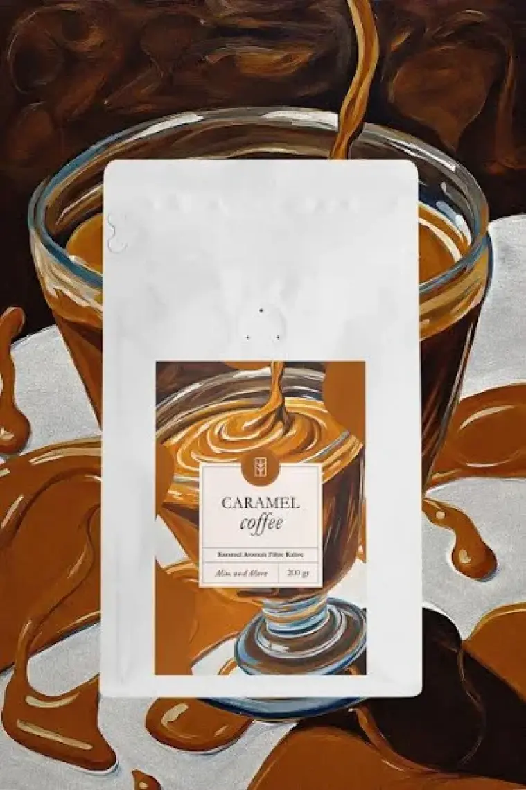 Mim and More Caramel Coffee - Karamel Aromalı Kahve Çekirdek Kahve, 200 Gr