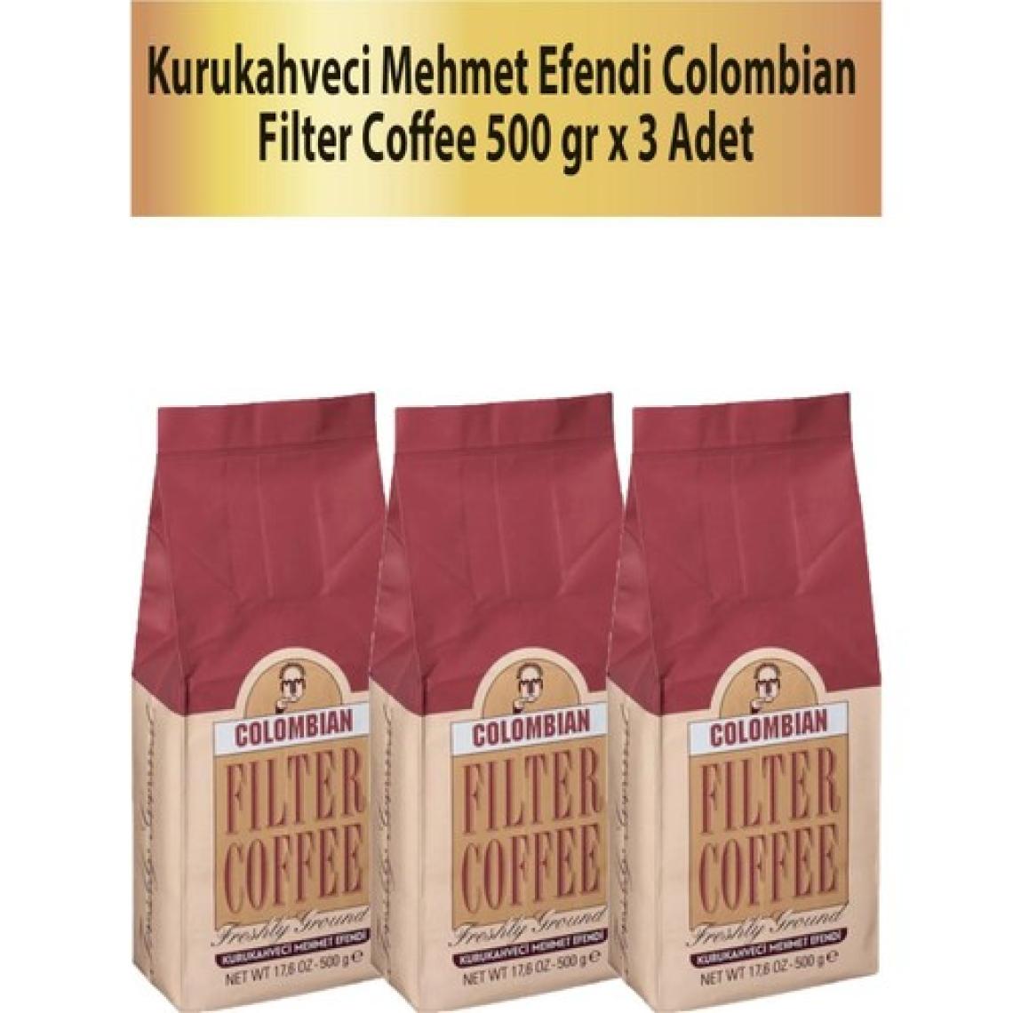 Mehmet Efendi Kurukahveci Colombian Filtre Kahve 500 gr x 3 Adet