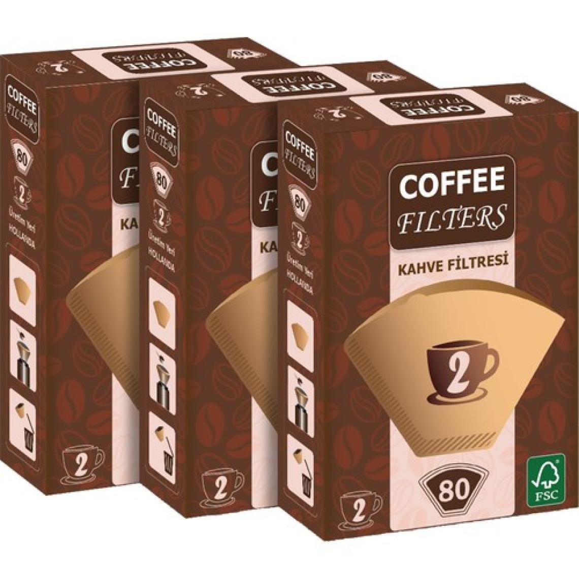 Coffee Filters Filtre Kahve Kağıdı No:2 80'li @ 3 Paket