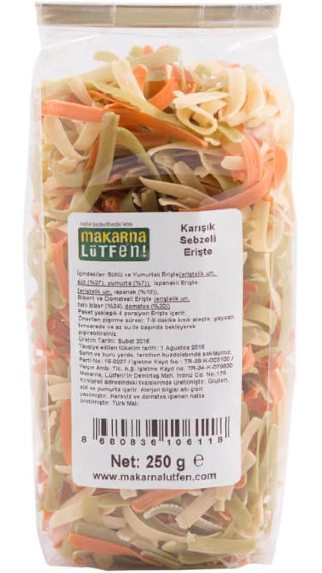Makarna Lütfen Karışık Sebzeli Erişte (+8 Ay-200 gram)