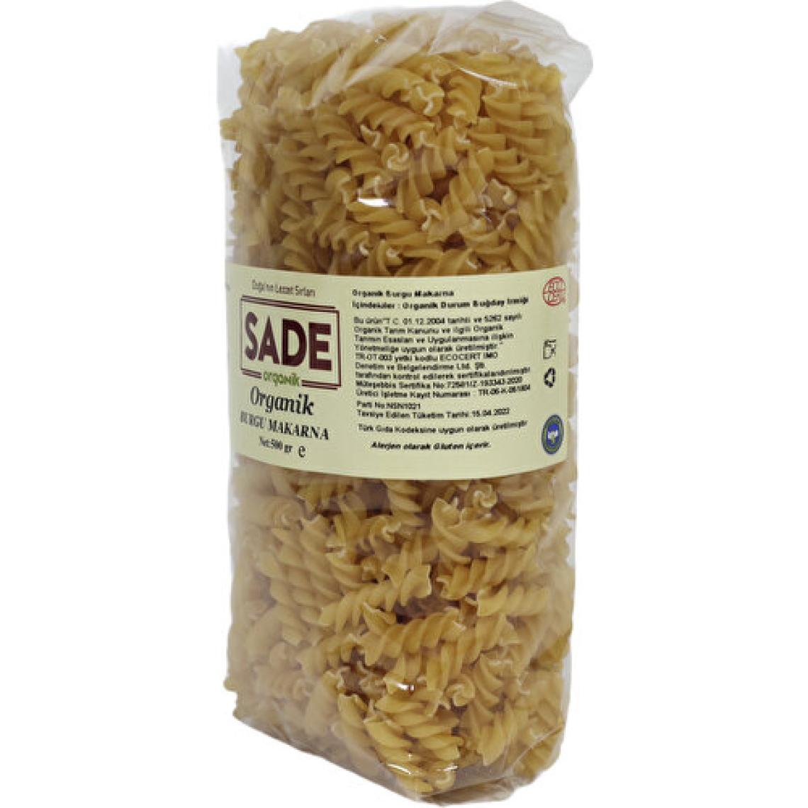Sade Organik Burgu Makarna 500 gr