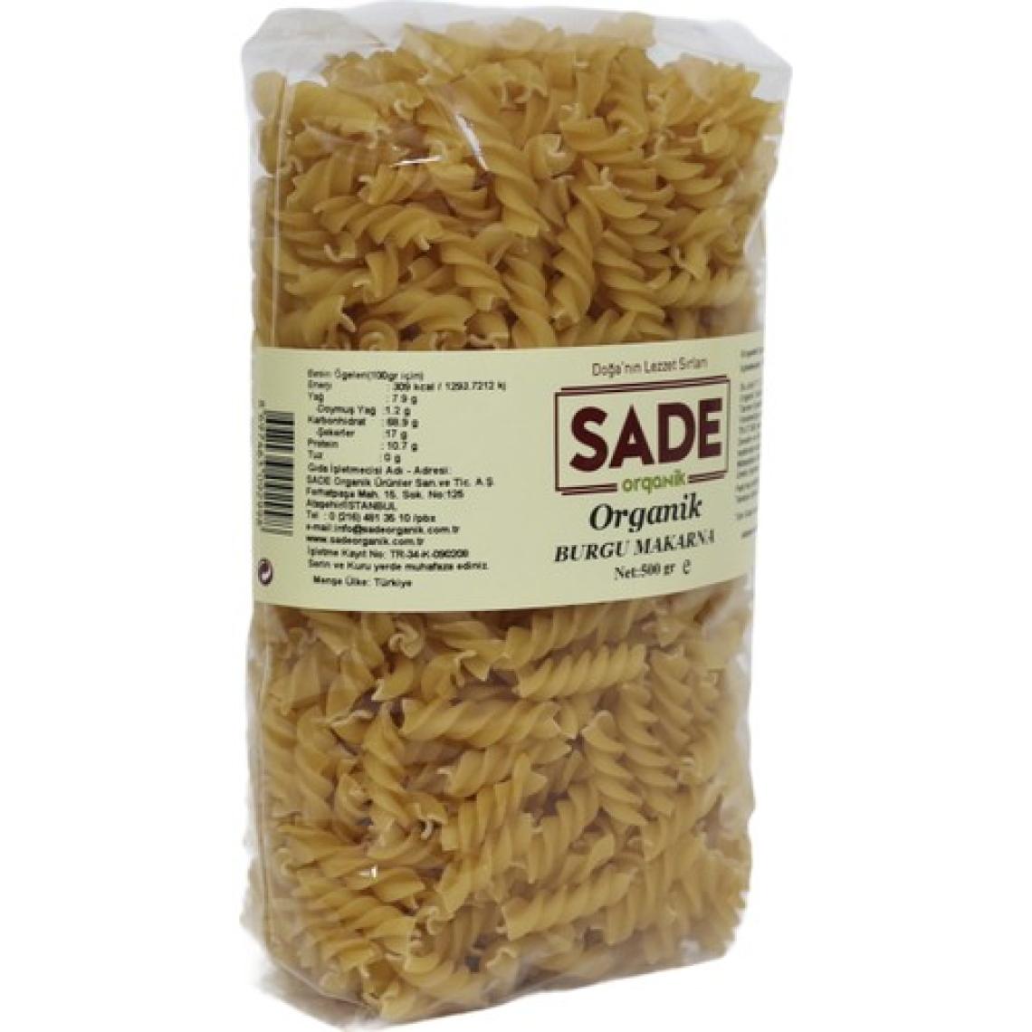 Sade Organik Burgu Makarna 500 gr
