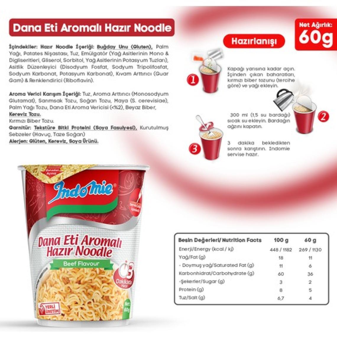 Indomie Bardak Dana Eti Aromalı Noodle 60 Gr