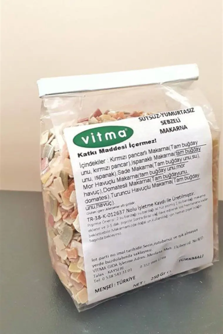 Vitma Sütsüz Yumurtasız Sebzeli Kare Makarna