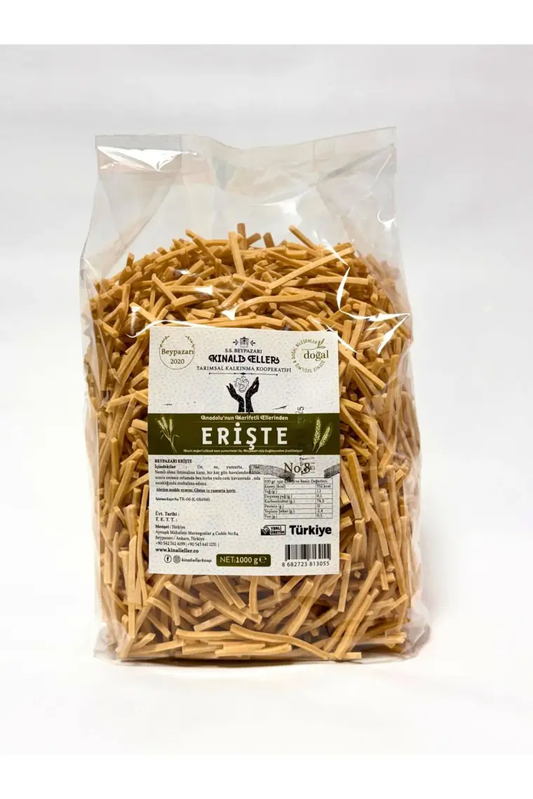 Kınalı Eller Kadın Kooperatifi Beypazarı Ev Usulü Sade Erişte Makarnası 1 kg