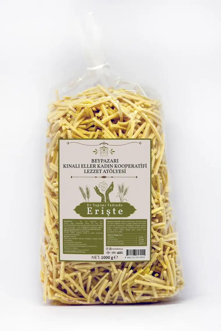 Kınalı Eller Kadın Kooperatifi Beypazarı Ev Usulü Sade Erişte Makarnası 1 kg