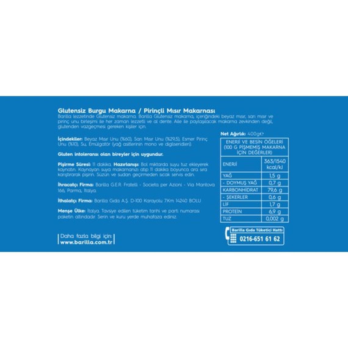 Barilla Glutensiz Makarna 3 Lü Set Penne, Fusulli ve Spagetti 400 gr