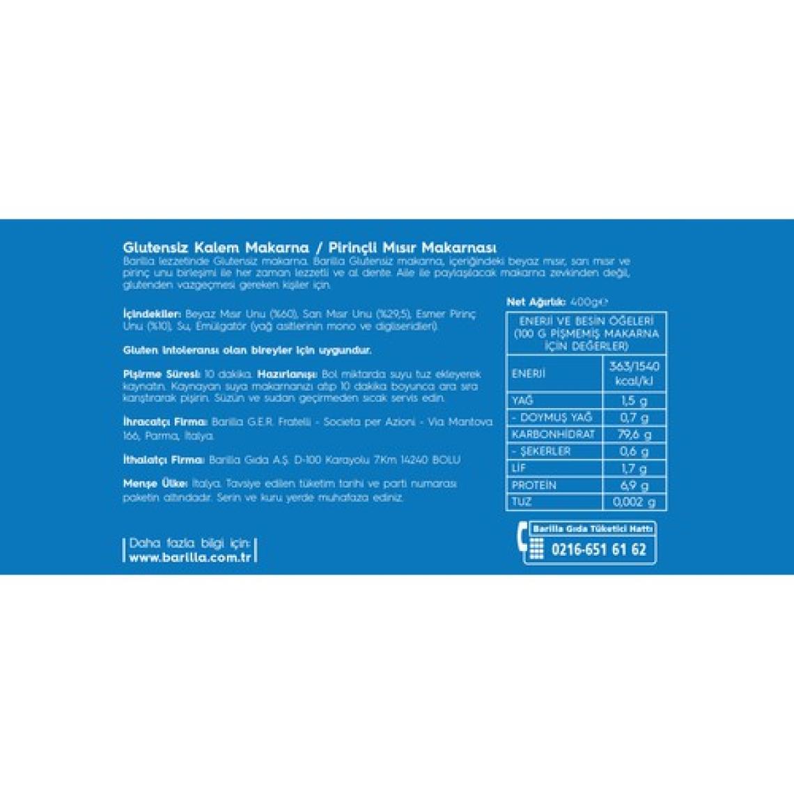 Barilla Glutensiz Makarna 3 Lü Set Penne, Fusulli ve Spagetti 400 gr