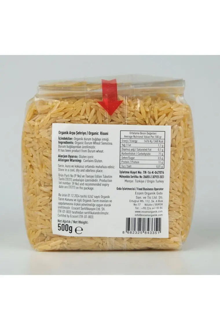 Essen Organik Arpa Şehriye 500 gr