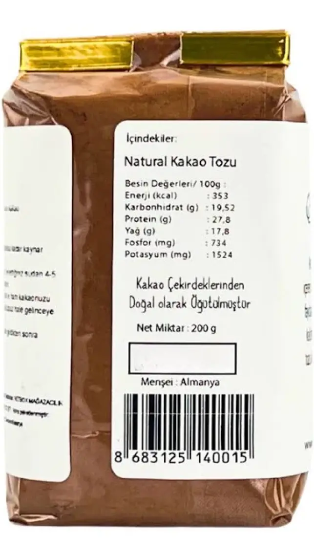 Doğal Ham Kakao Tozu 400gr (2 Paket*200gr)