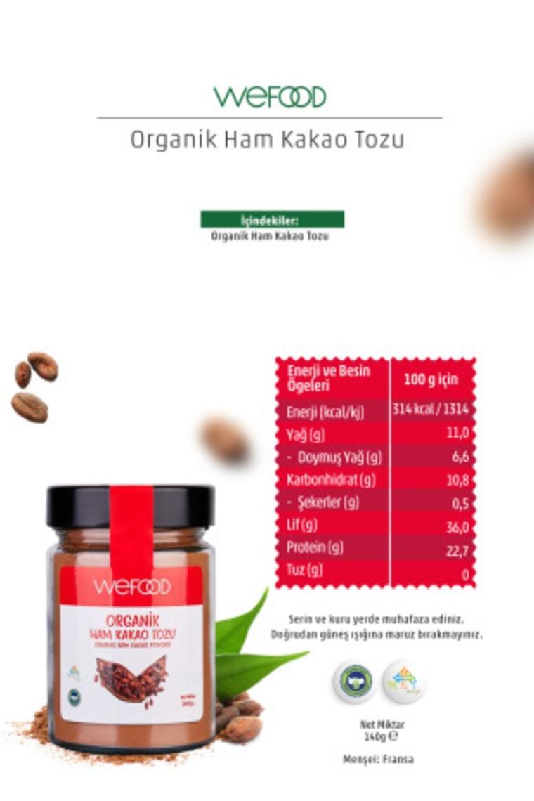 Organik Ham Kakao Tozu 140 gr 2'li