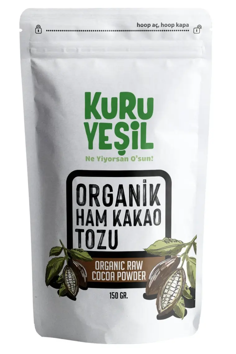 150 gr Doğal Kuru Yeşil Ham Kakao Tozu - Magnezyum ve Mineral Zengini, Katkı Maddesi İçermeyen, Taze Çekilmiş, El Yapımı