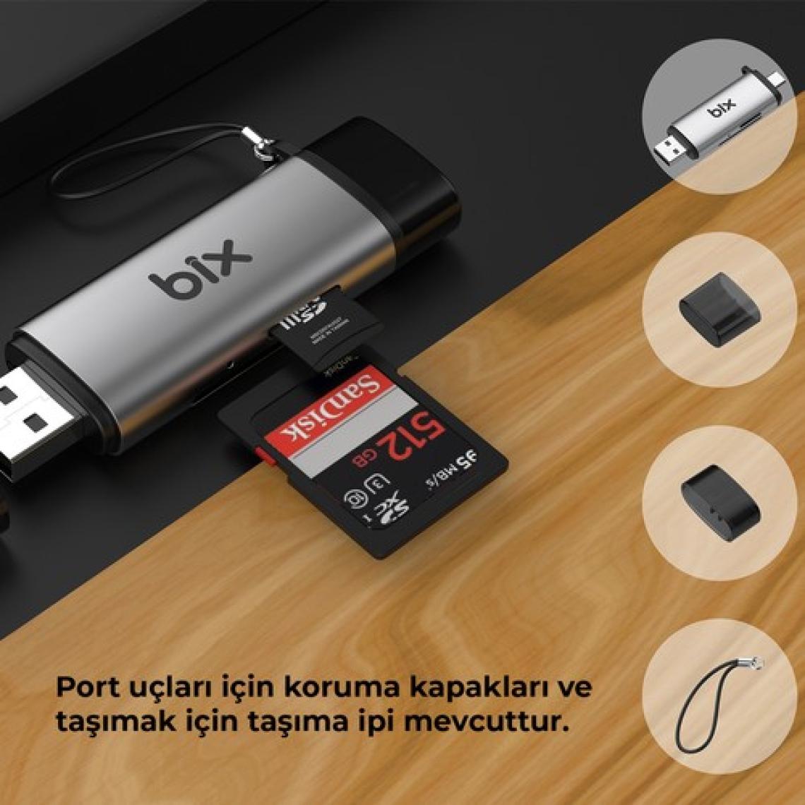 Bix Adp-11 Type-C / USB 3.2 Otg Kart Okuyucu