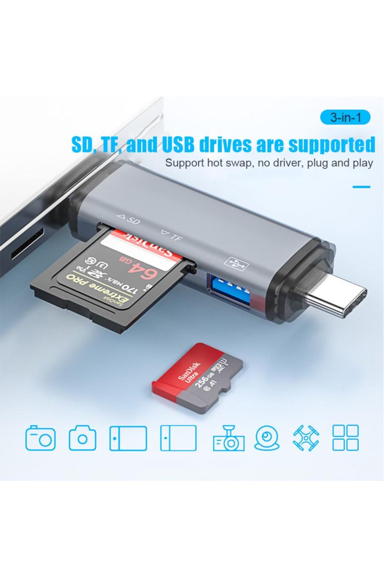Apera Gn-26 3 In 1 Otg Kart Okuyucu USB - Micro USB - Type-C Android Hub