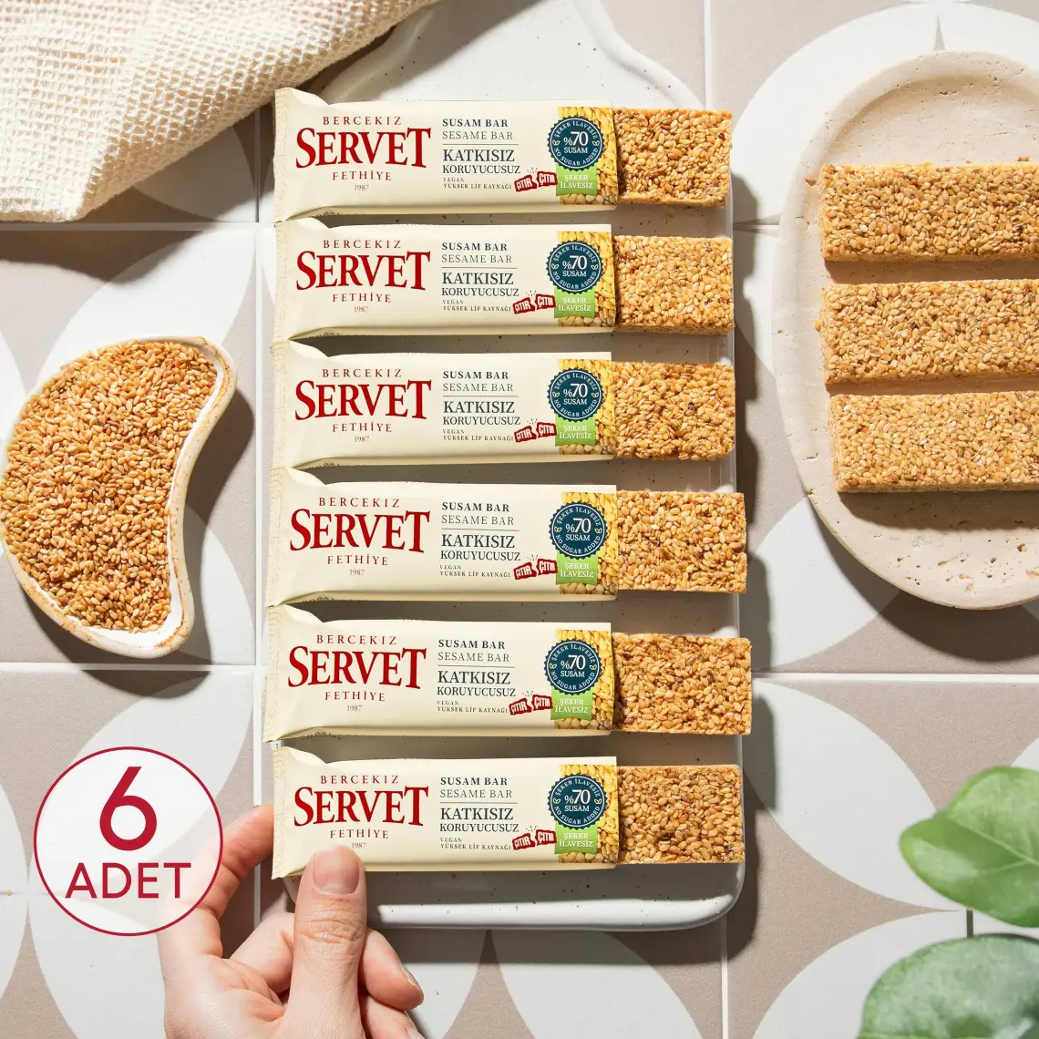 Şeker İlavesiz Susam Krokan Bar 120 gr (6 x 20 gr)
