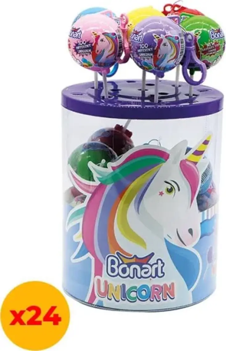 Tayaş Bonart Unicorn Top Kafalar Lolipop Candy  11 gr x 24 Adet