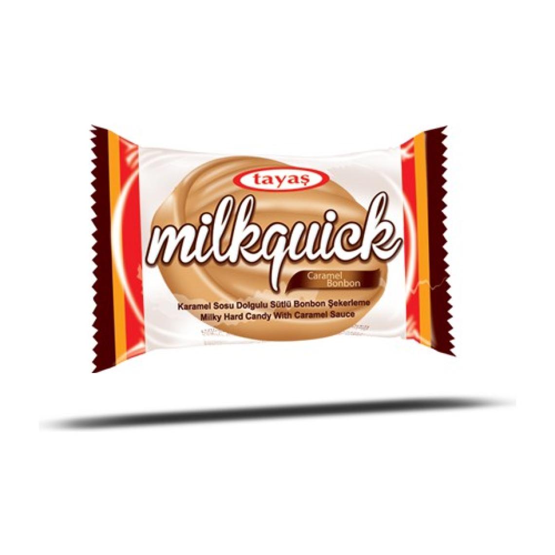 Tayaş Milkquick Karamel Sosu Dolgulu Sütlü Bonbon Sert Şeker 1 kg Poşet