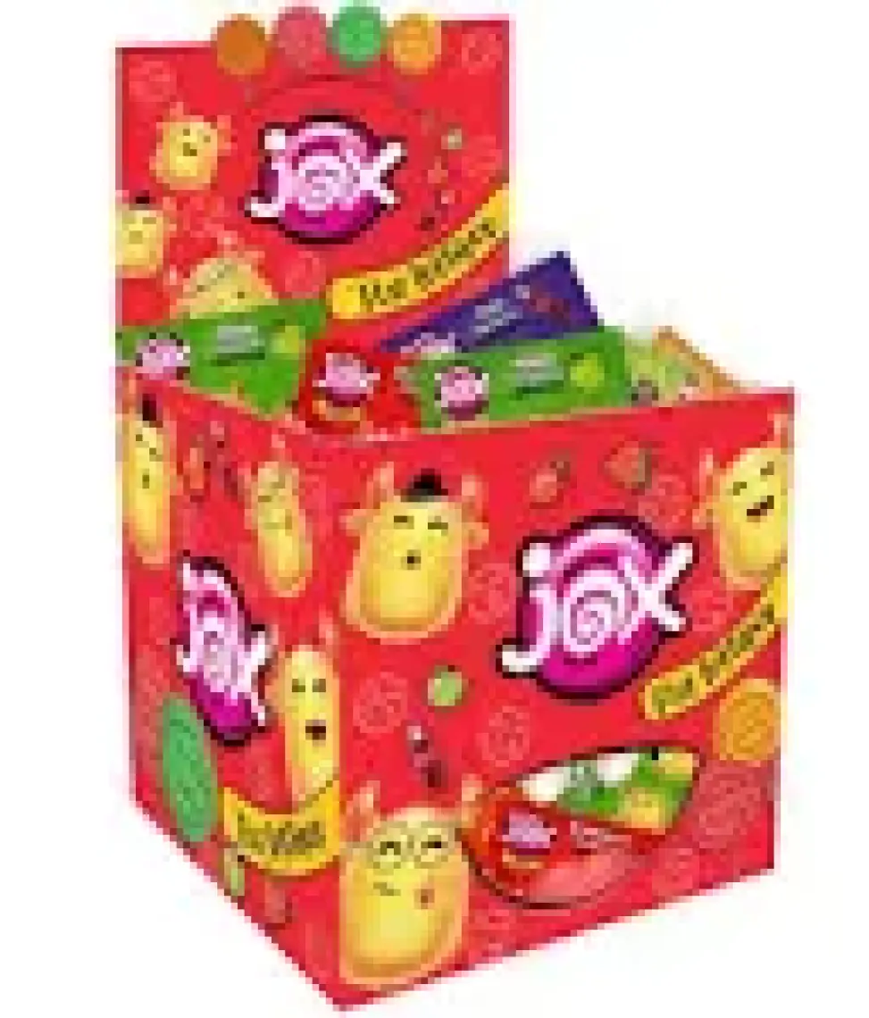 Jox Flat Kabartmalı Yüz İfadeli Çilek-Kola-Şeftali-Elma Aromalı Lolipop Şekerleme 6,2 gr x 150 adet