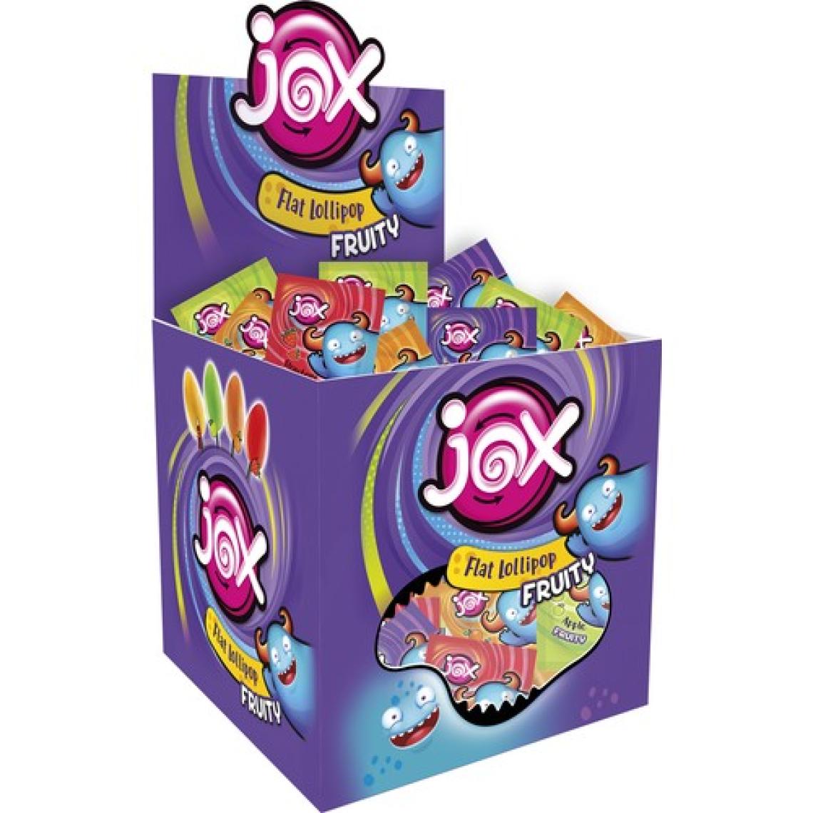 Jox Yassı Fruity - Çilek, Kola, Şeftali, Elma Aromalı Yassı Lolipop Şekerleme (8 gr x 120 Adet)