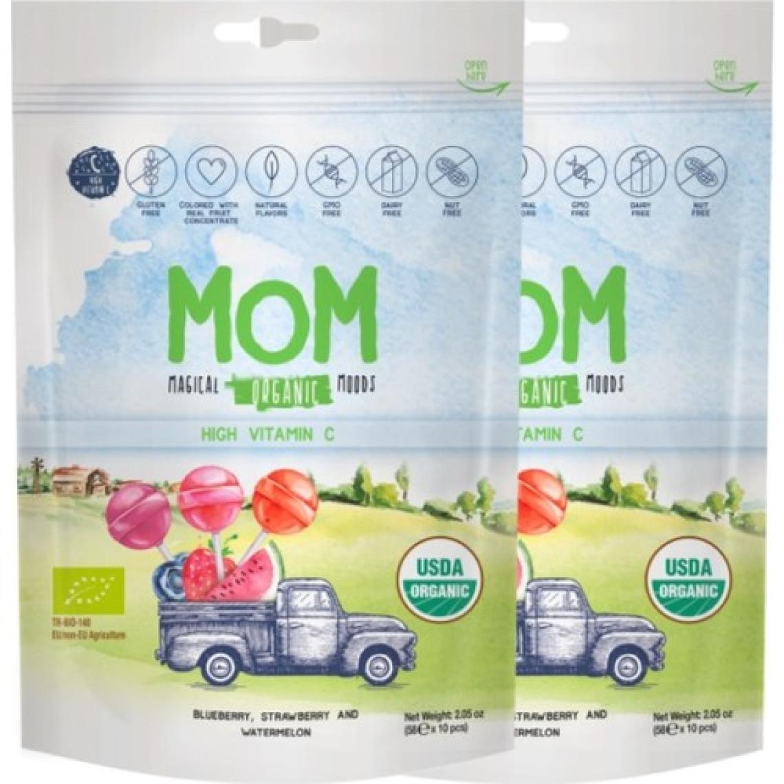Mom Magical Organik Moods; Organik Lolipop (Çilek, Karpuz, Yaban Mersini ve C Vitamini) 2'li