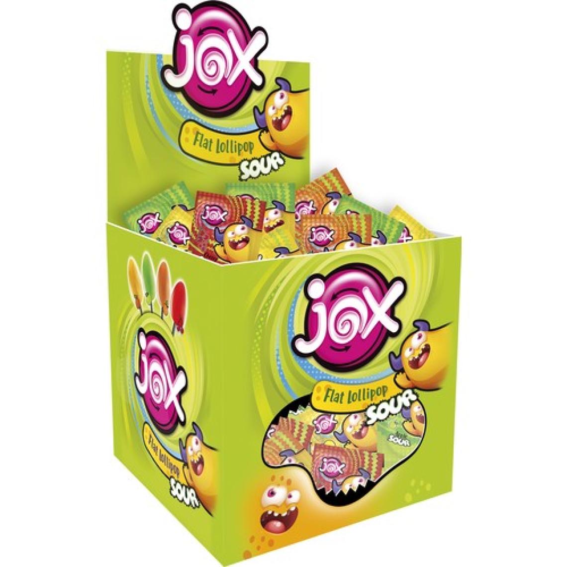 Jox Yassı Sour - Vişne, Limon, Elma, Şeftali Aromalı Ekşili Yassı Lolipop Şekerleme (8 gr x 120 Adet)