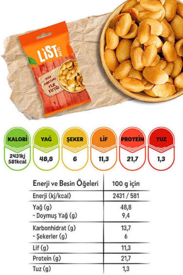 List Nuts Kızarmış Yer Fıstığı 5 x 40 gr