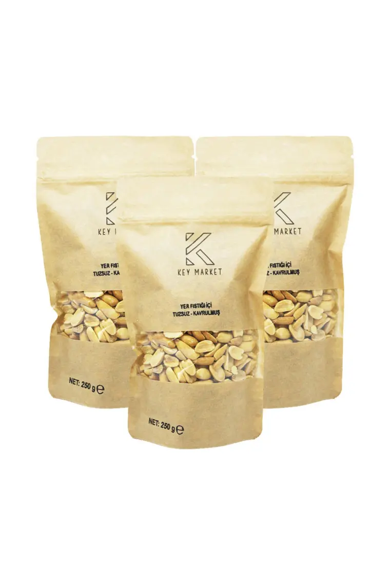 Key Market 750 Gram Tuzsuz, Soyulmuş, Doğal Çifte Kavrulmuş Yer Fıstığı
