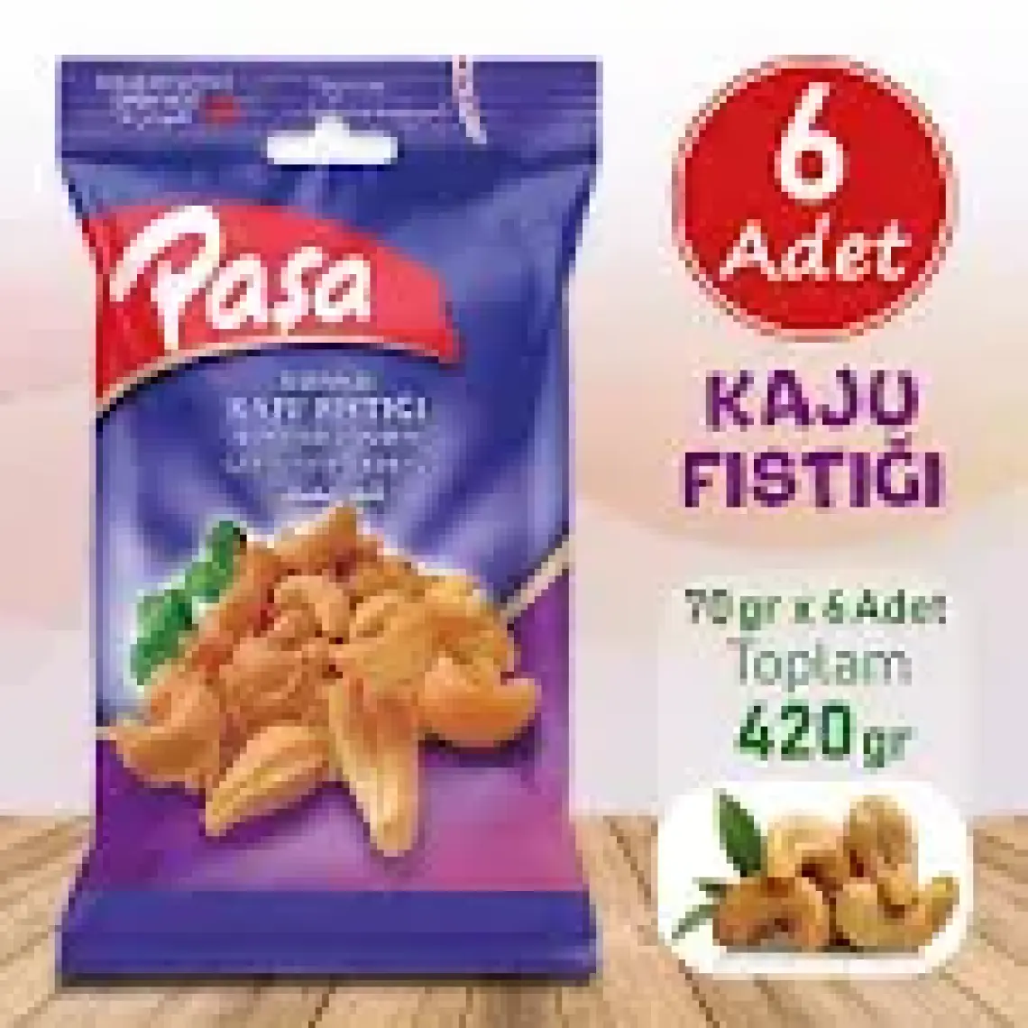 Paşa Kuruyemiş Kaju Fıstığı 70 gr x 6 Adet (420 gr)