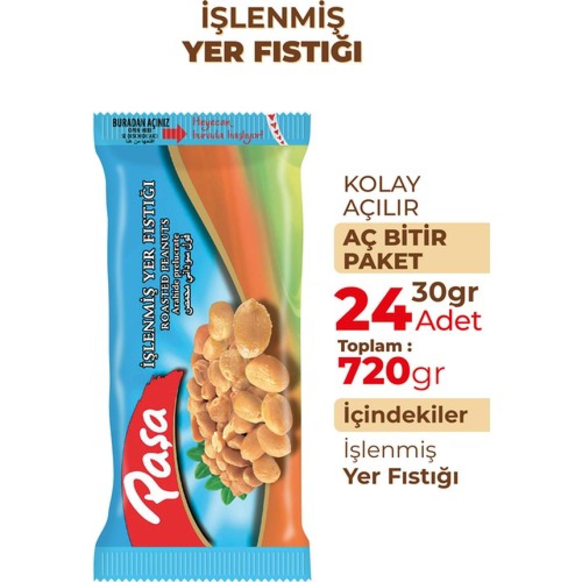 Paşa Kuruyemiş İşlenmiş Yer Fıstığı 30 gr x 24 Adet (720 gr)