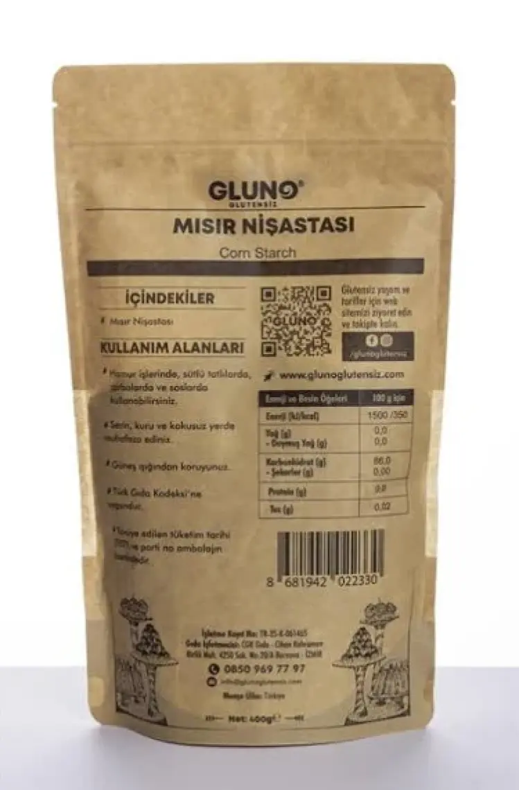 Gluno Glutensiz Mısır Nişastası 400 gr