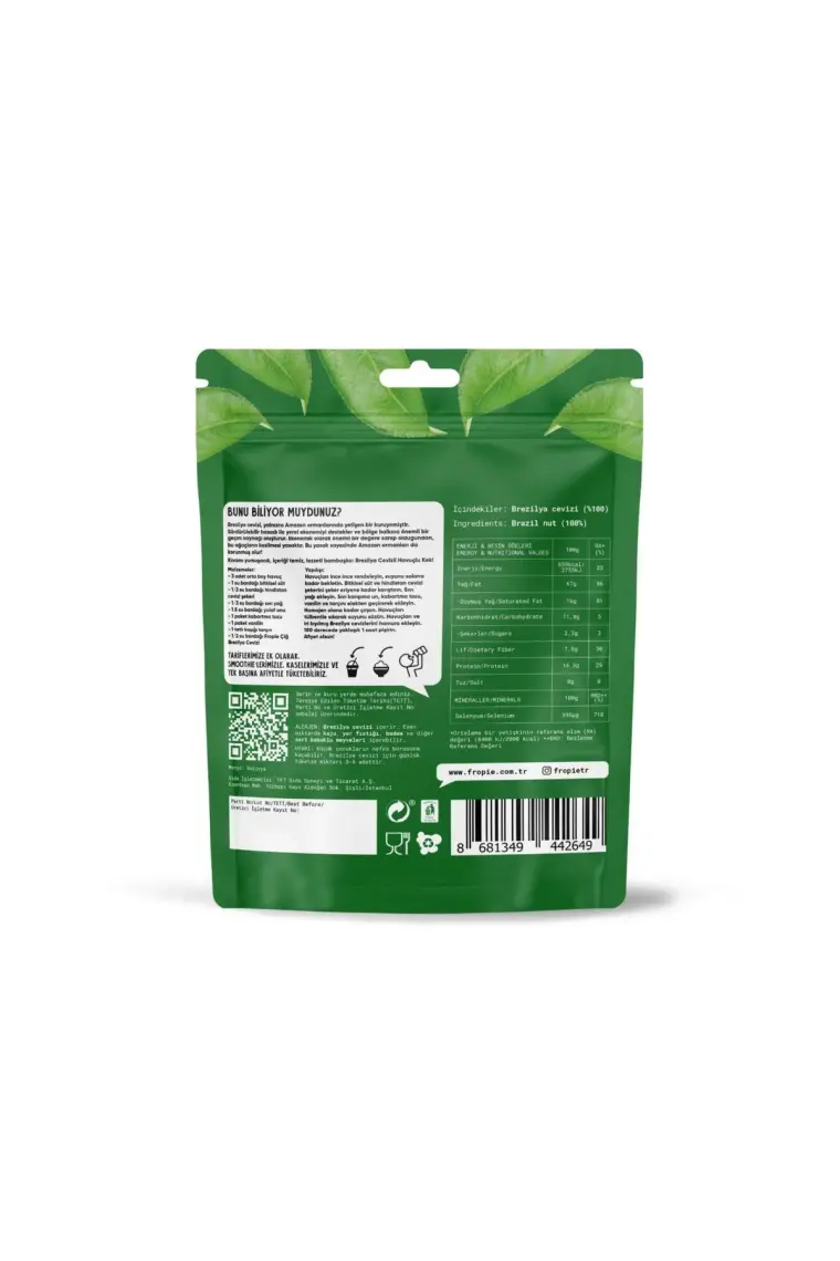 Fropie Çiğ Brezilya Cevizi 75  gr x 3 Adet