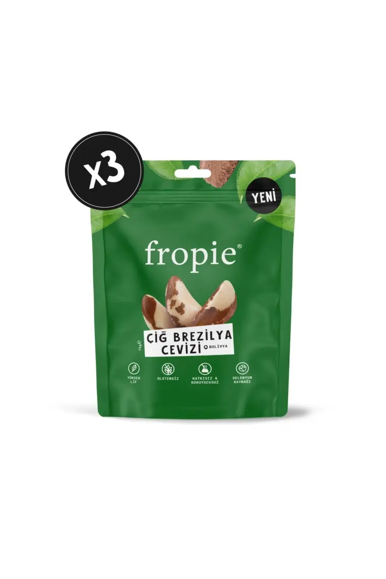 Fropie Çiğ Brezilya Cevizi 75  gr x 3 Adet