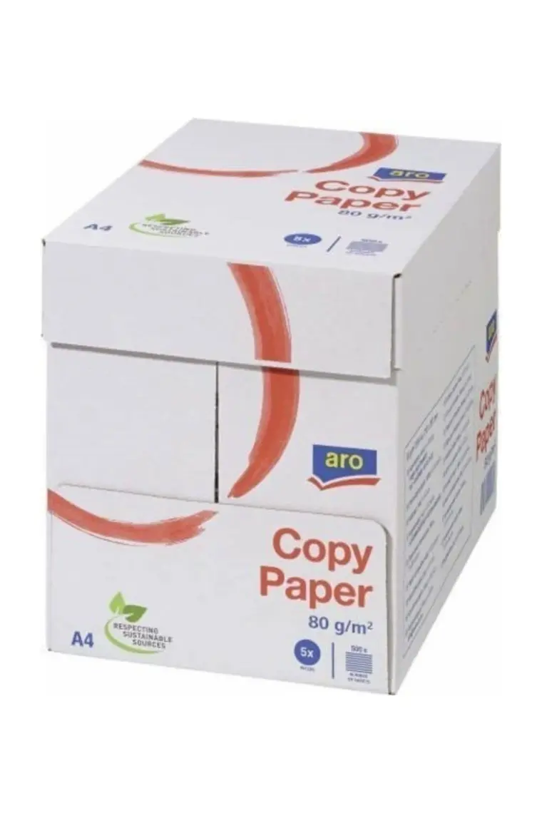 Aro A4 Fotokopi Kağıdı 80 gr 2500 Adet 5'li Paket / 1 Koli