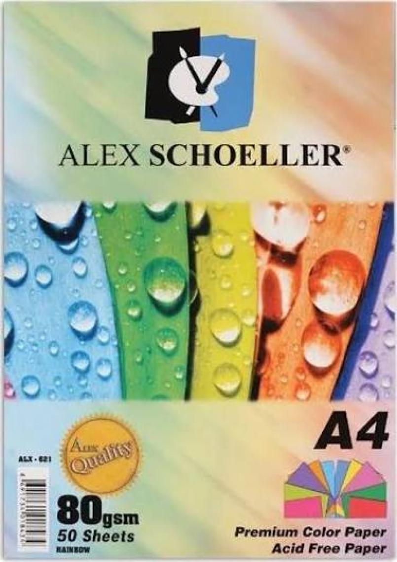 Alex Schoeller A4 Renkli Fotokopi Kağıdı 5 Renk - 50 Adet ALX-621