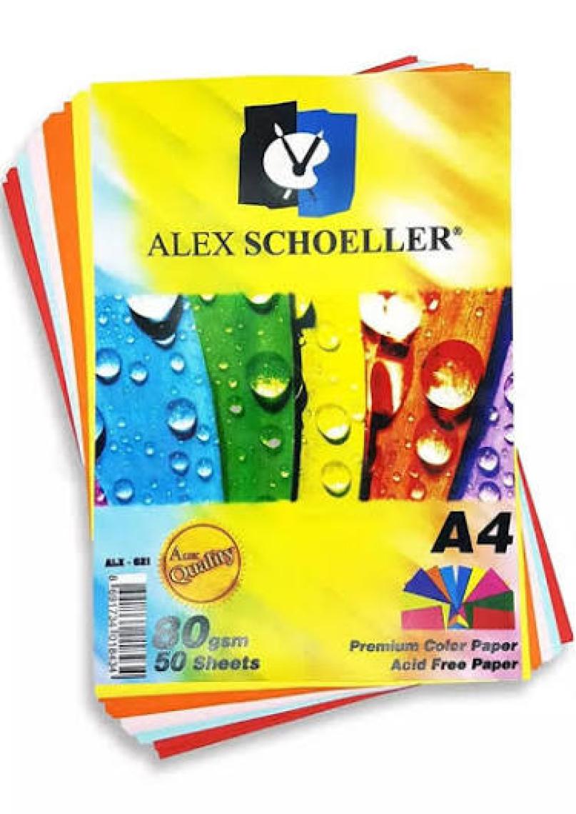Alex Schoeller A4 Renkli Fotokopi Kağıdı 5 Renk - 50 Adet ALX-621