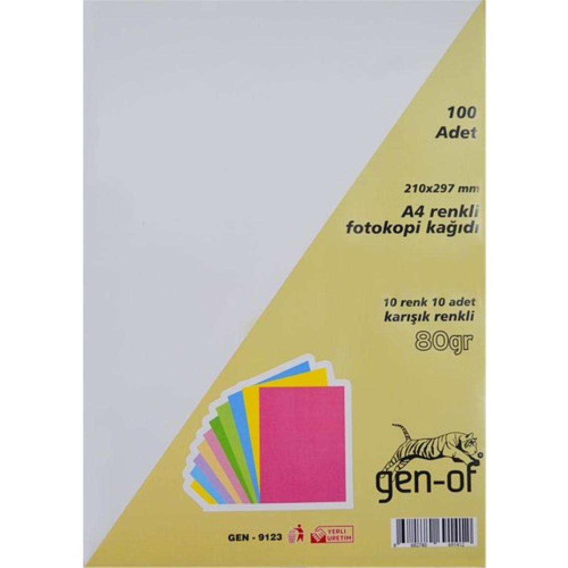 Gen-Of A4 80 G/m² Renkli Fotokopi Kağıdı 10 Renk 100'lü
