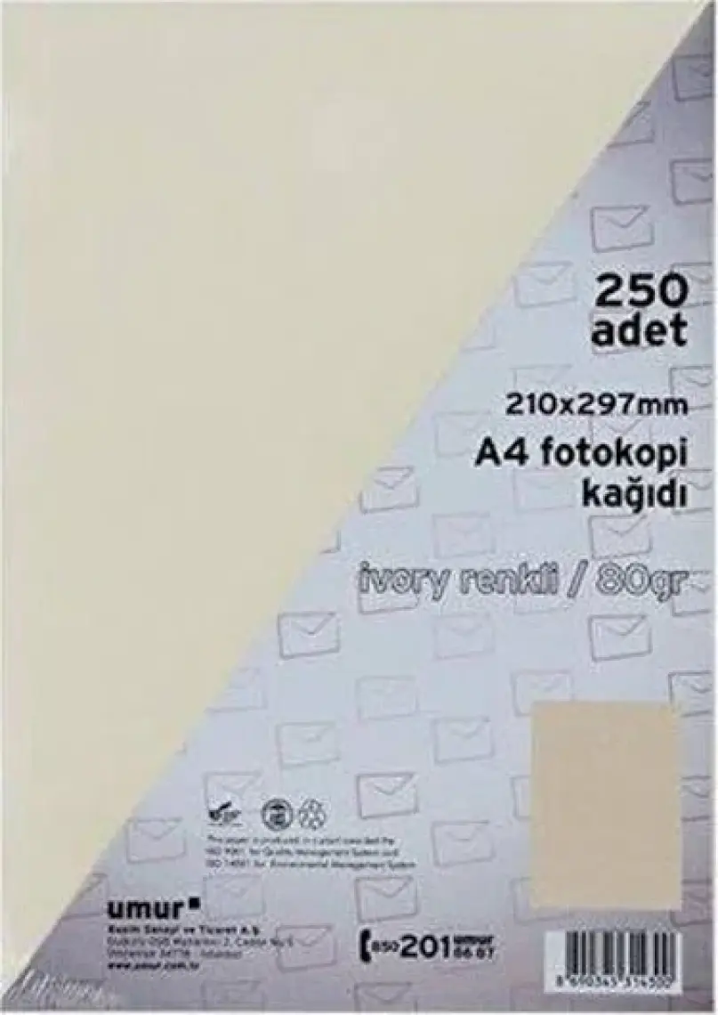 Umur A4 Renkli Fotokopi Kagidi 80 g 250'li Paket Renk - Krem