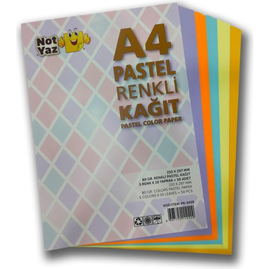 Notyaz Renkli A4 Kağıt 50 Yaprak