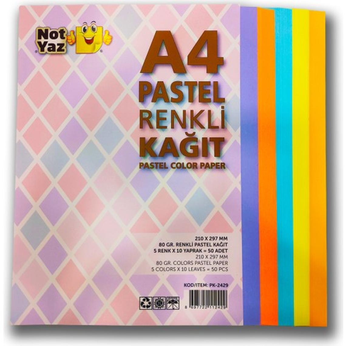 Notyaz Renkli A4 Kağıt 50 Yaprak
