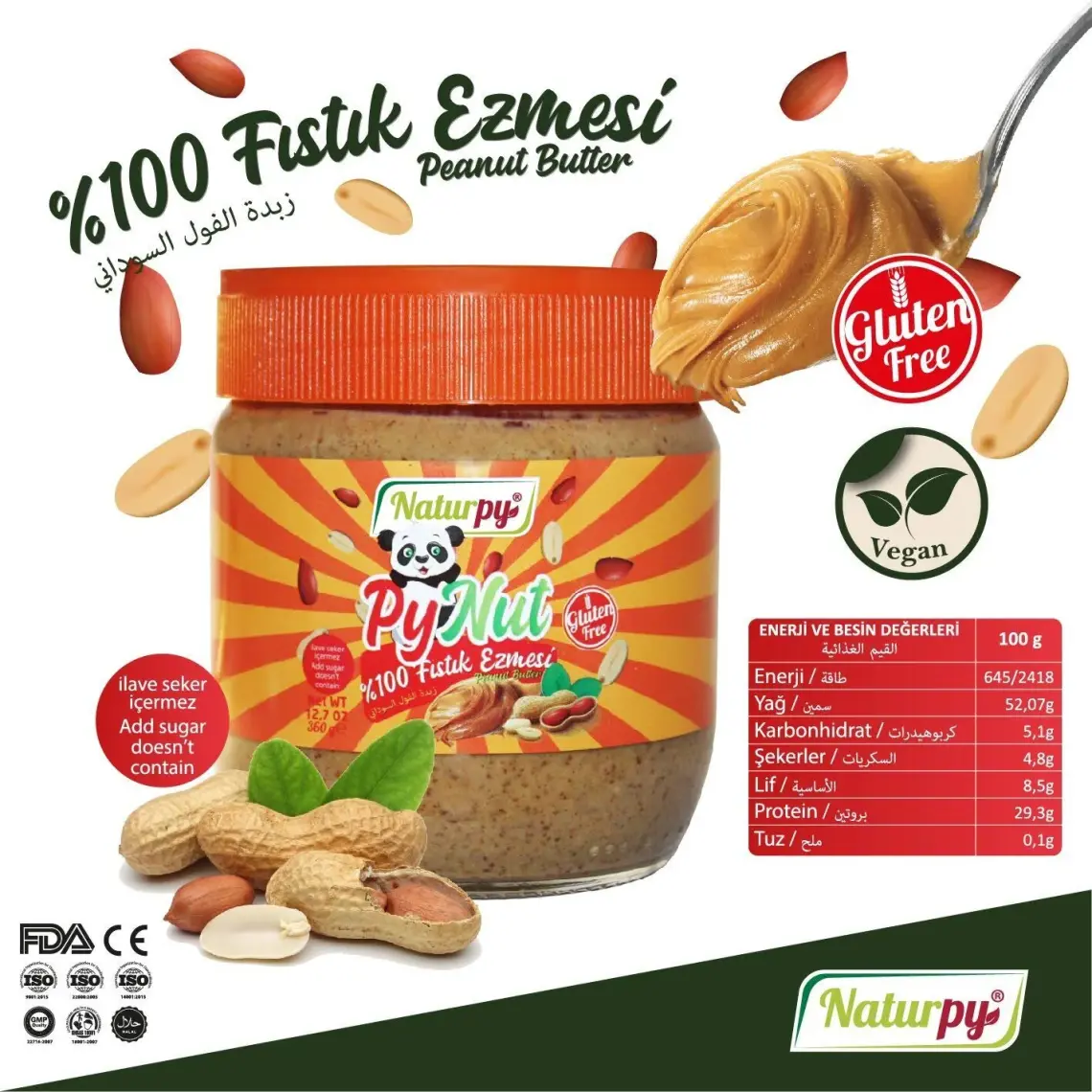 Pynut %100 Fıstık Ezmesi 360 gr Şekersiz ve Glutensiz