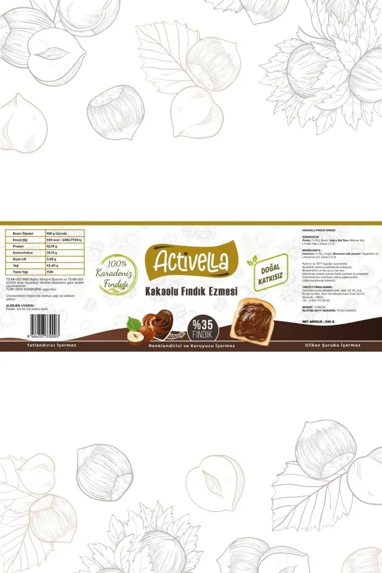 Activella Kakaolu Fındık Ezmesi 330GR %35 Fındıklı
