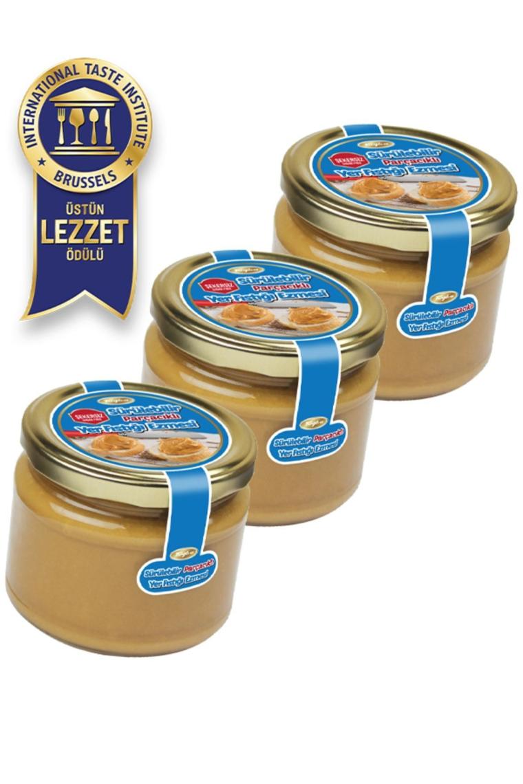 Fıstık Ezmesi Sürülebilir Parçacıklı 300 gr (ŞEKERSİZ) 3 Lü